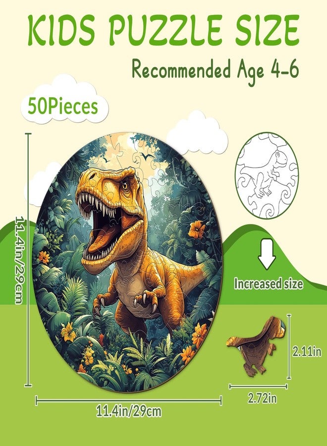 Aeekdook Wooden Puzzles for Kids Ages 4-6, Dinosaur 50 Pieces Kids Puzzle, Children Birthday Easter Puzzle Gift Idea, Educational Puzzles Toys for Boys and Girls (11.4 * 11.4in) - Image 4